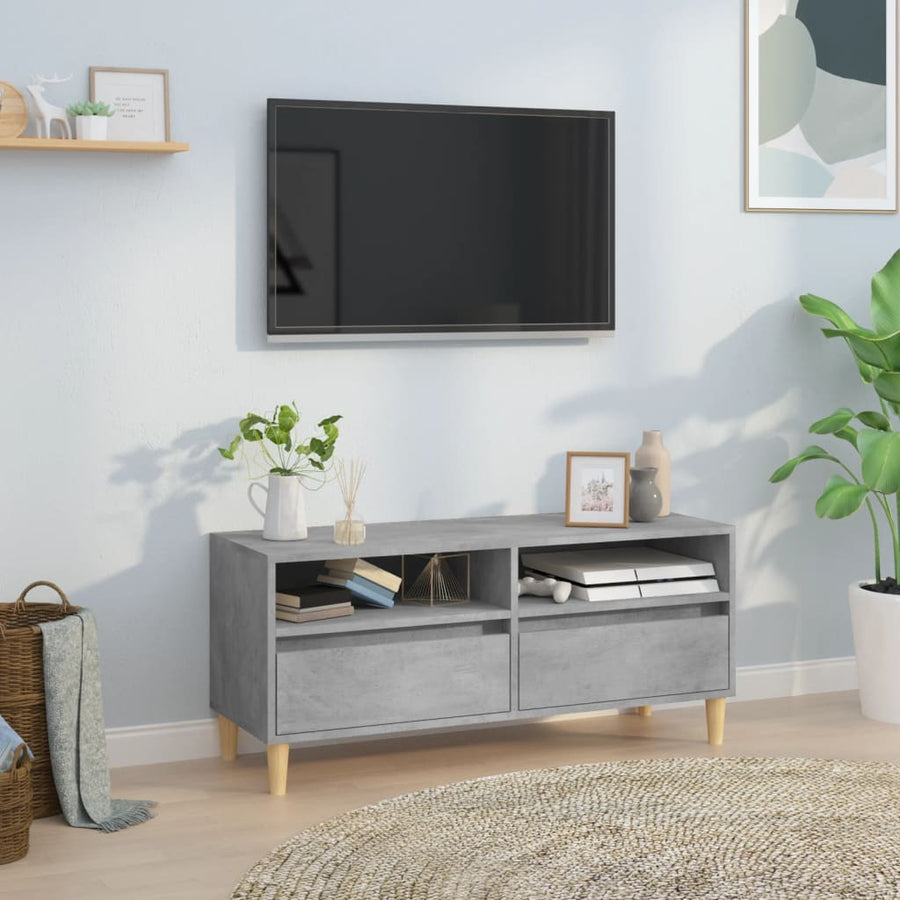 Tv-Meubel 100X34,5X44,5 Cm Bewerkt Hout Betongrijs 100 cm 34.5 cm