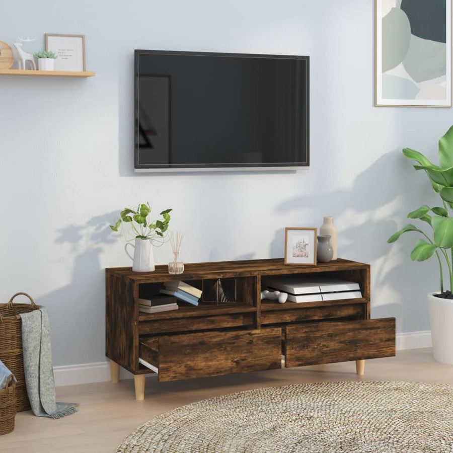 Tv-Meubel 00X34,5X44,5 Cm Bewerkt Hout Kleurig 100 x 34.5 x 44.5 cm Gerookt eiken