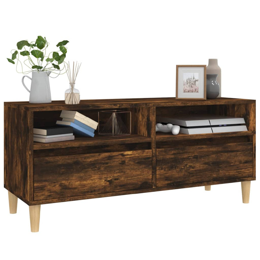 Tv-Meubel 00X34,5X44,5 Cm Bewerkt Hout Kleurig 100 x 34.5 x 44.5 cm Gerookt eiken