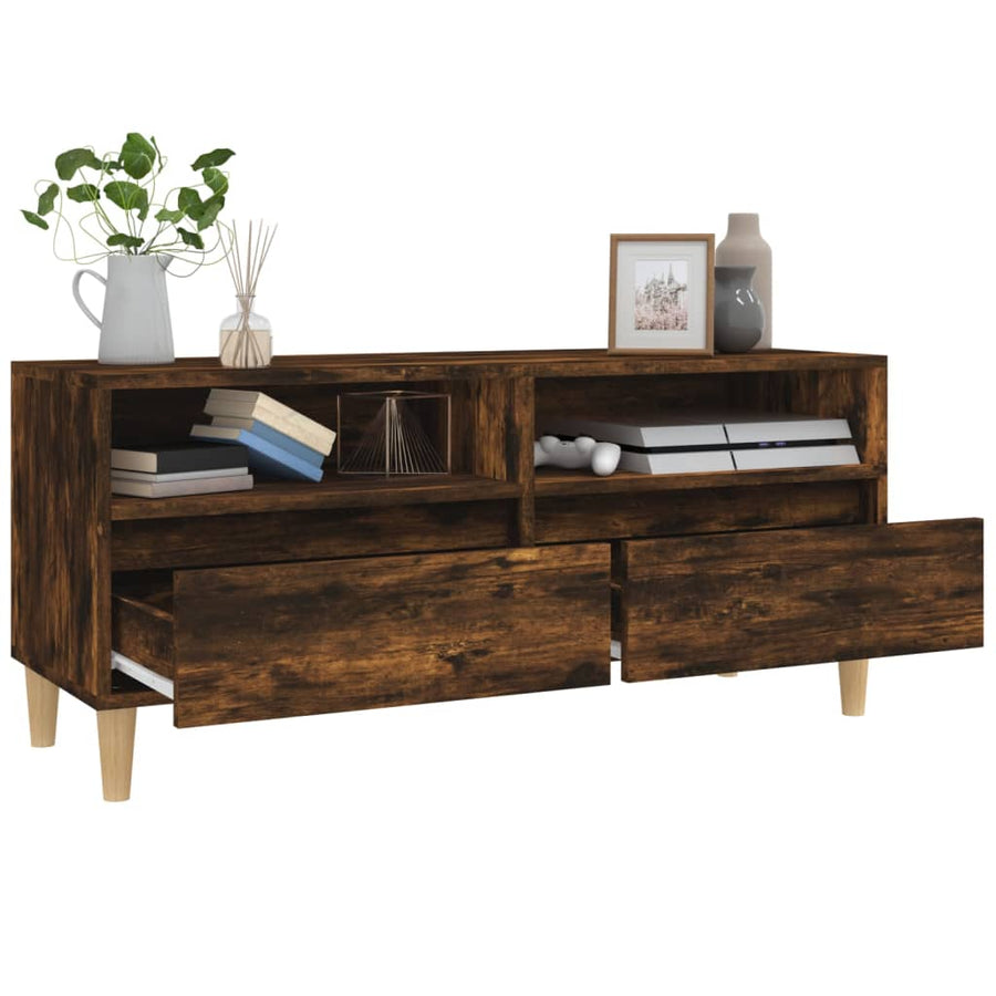 Tv-Meubel 00X34,5X44,5 Cm Bewerkt Hout Kleurig 100 x 34.5 x 44.5 cm Gerookt eiken