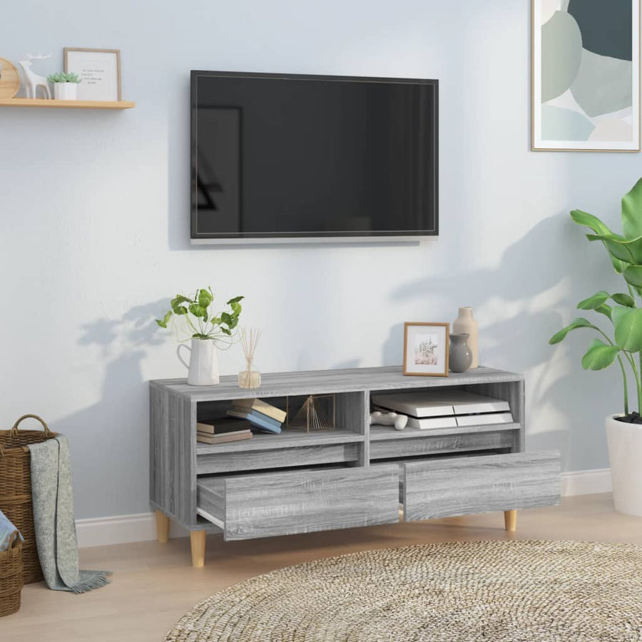 Tv-Meubel 00X34,5X44,5 Cm Bewerkt Hout Eikenkleur 100 x 34.5 x 44.5 cm Grijs sonoma