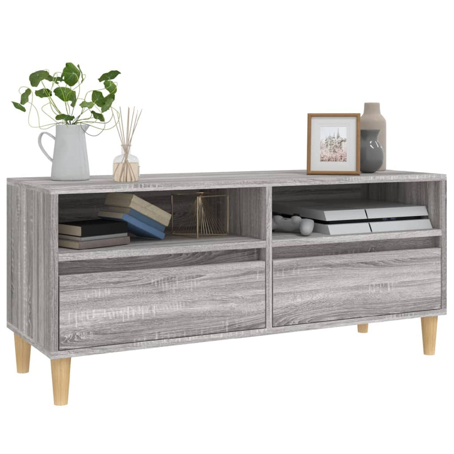 Tv-Meubel 00X34,5X44,5 Cm Bewerkt Hout Eikenkleur 100 x 34.5 x 44.5 cm Grijs sonoma