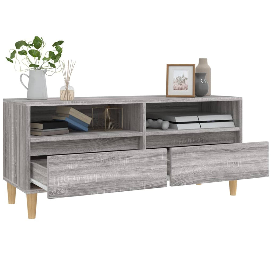 Tv-Meubel 00X34,5X44,5 Cm Bewerkt Hout Eikenkleur 100 x 34.5 x 44.5 cm Grijs sonoma