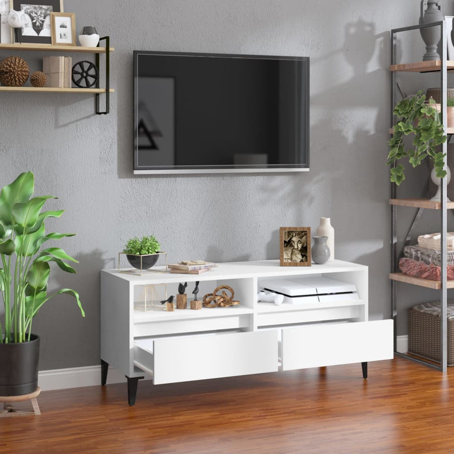 Tv-Meubel 00X34,5X44,5 Cm Bewerkt Hout 100 x 34.5 x 44.5 cm Wit