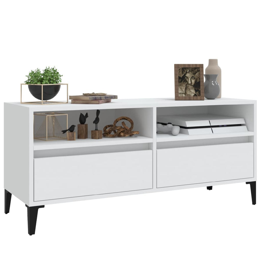 Tv-Meubel 00X34,5X44,5 Cm Bewerkt Hout 100 x 34.5 x 44.5 cm Wit