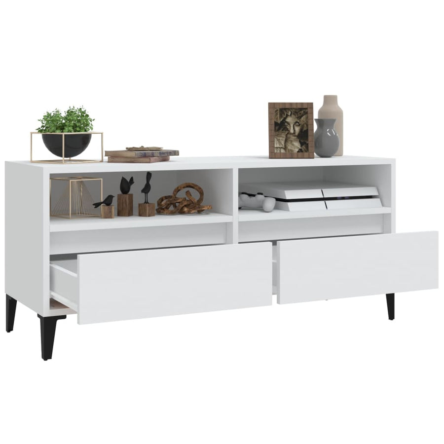Tv-Meubel 00X34,5X44,5 Cm Bewerkt Hout 100 x 34.5 x 44.5 cm Wit