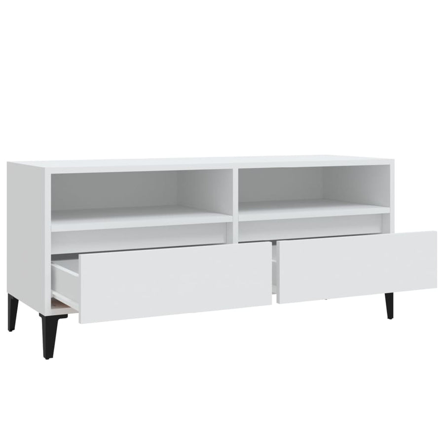 Tv-Meubel 00X34,5X44,5 Cm Bewerkt Hout 100 x 34.5 x 44.5 cm Wit