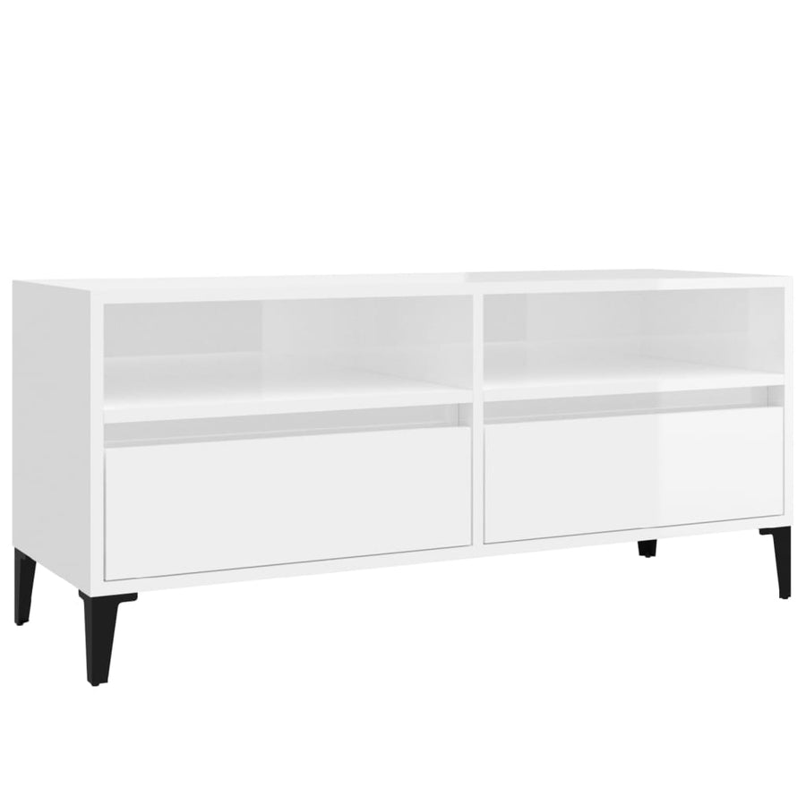Tv-Meubel 00X34,5X44,5 Cm Bewerkt Hout 100 x 34.5 x 44.5 cm Hoogglans wit