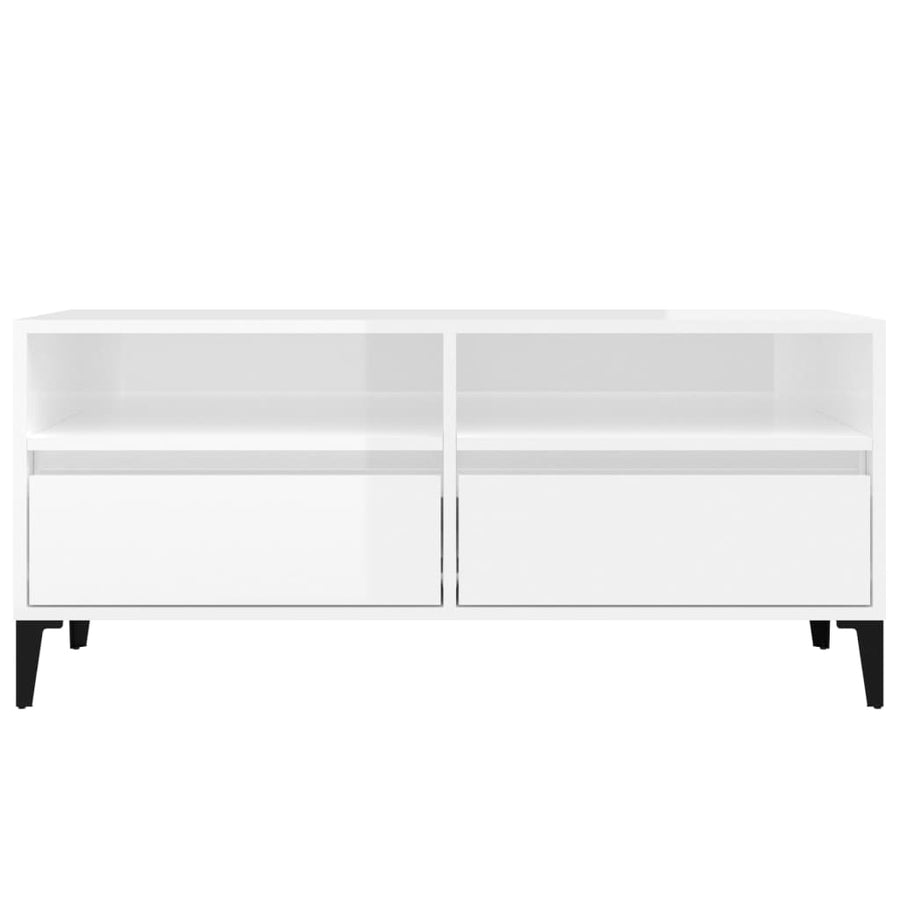 Tv-Meubel 00X34,5X44,5 Cm Bewerkt Hout 100 x 34.5 x 44.5 cm Hoogglans wit