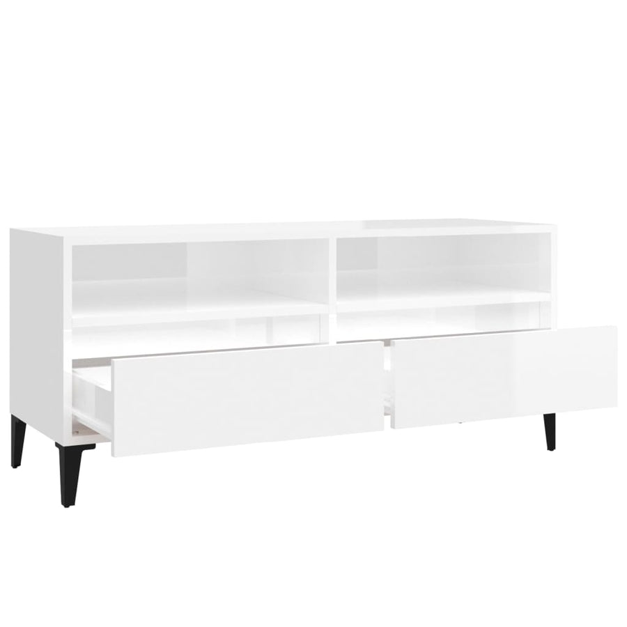 Tv-Meubel 00X34,5X44,5 Cm Bewerkt Hout 100 x 34.5 x 44.5 cm Hoogglans wit