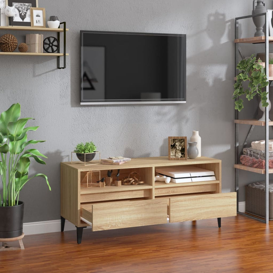 Tv-Meubel 100X34,5X44,5 Cm Bewerkt Hout Kleurig 100 x 34.5 x 44.5 cm Sonoma eiken