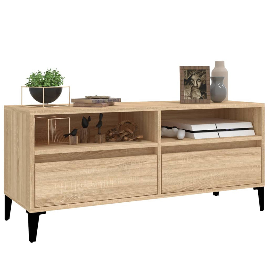 Tv-Meubel 100X34,5X44,5 Cm Bewerkt Hout Kleurig 100 x 34.5 x 44.5 cm Sonoma eiken