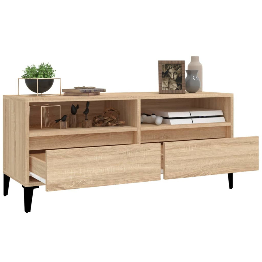 Tv-Meubel 100X34,5X44,5 Cm Bewerkt Hout Kleurig 100 x 34.5 x 44.5 cm Sonoma eiken