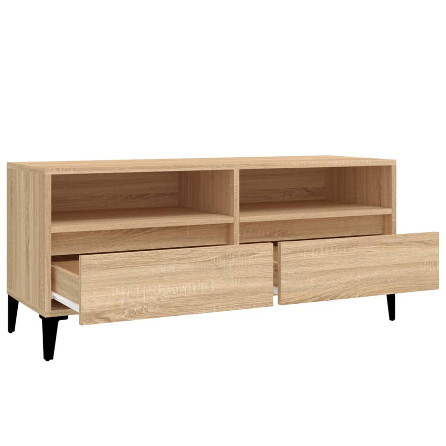 Tv-Meubel 100X34,5X44,5 Cm Bewerkt Hout Kleurig 100 x 34.5 x 44.5 cm Sonoma eiken