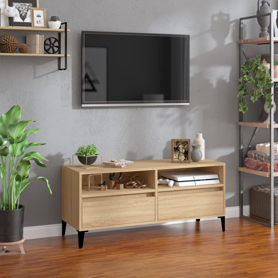 Tv-Meubel 100X34,5X44,5 Cm Bewerkt Hout Kleurig 100 x 34.5 x 44.5 cm Sonoma eiken