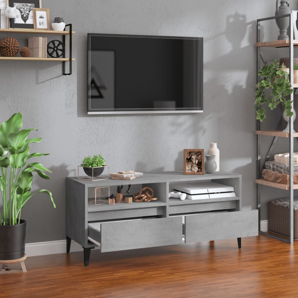 Tv-Meubel 100X34,5X44,5 Cm Bewerkt Hout Betongrijs Sonoma Eiken