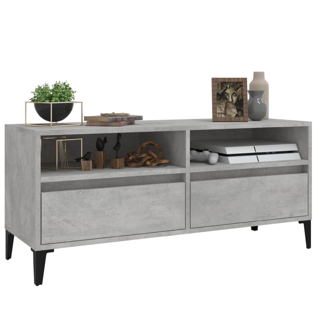 Tv-Meubel 100X34,5X44,5 Cm Bewerkt Hout Betongrijs Sonoma Eiken
