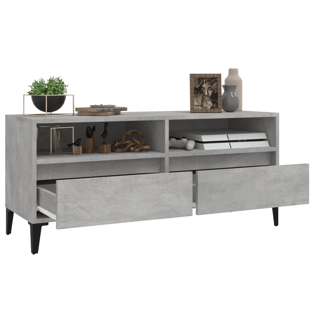 Tv-Meubel 100X34,5X44,5 Cm Bewerkt Hout Betongrijs Sonoma Eiken
