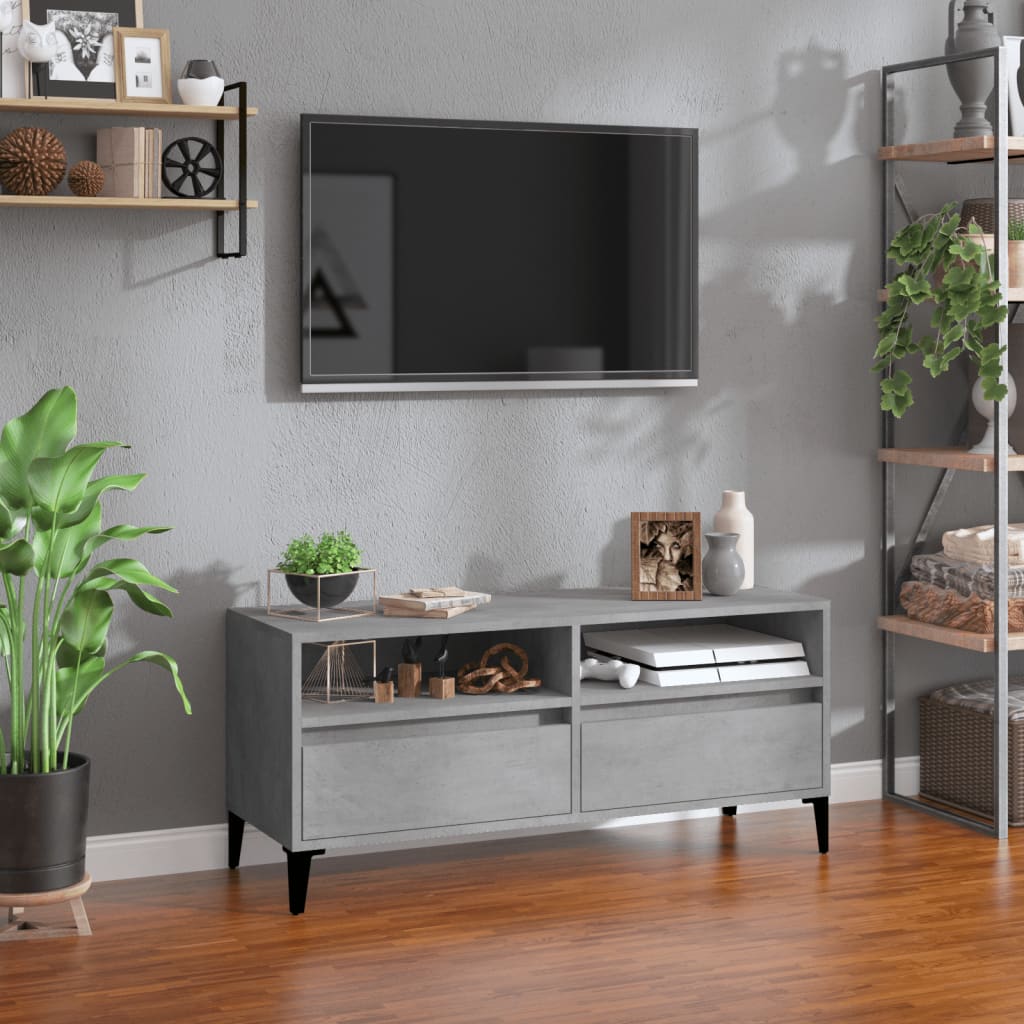 Tv-Meubel 100X34,5X44,5 Cm Bewerkt Hout Betongrijs Sonoma Eiken
