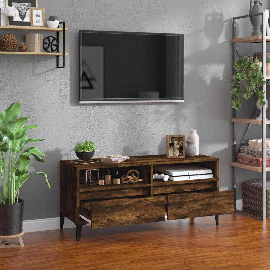 Tv-Meubel 00X34,5X44,5 Cm Bewerkt Hout Kleurig 100 x 34.5 x 44.5 cm Gerookt eiken