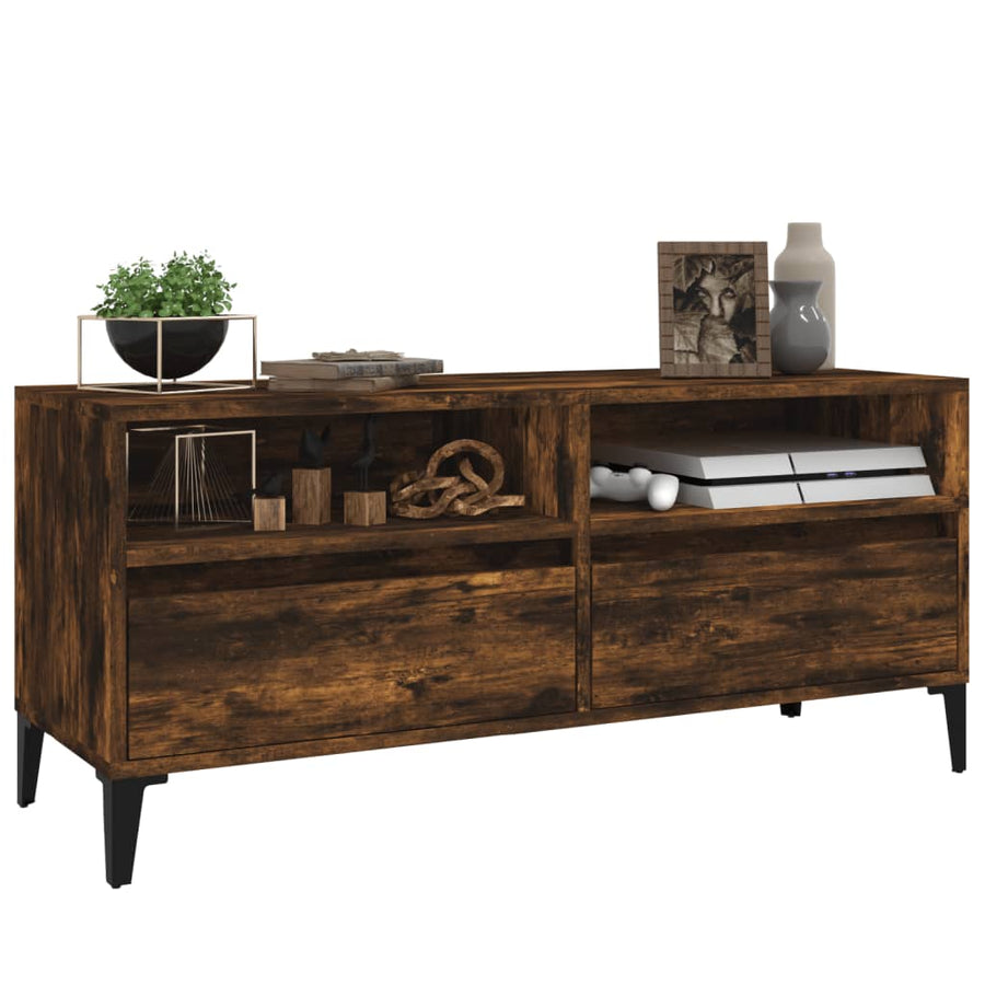 Tv-Meubel 00X34,5X44,5 Cm Bewerkt Hout Kleurig 100 x 34.5 x 44.5 cm Gerookt eiken