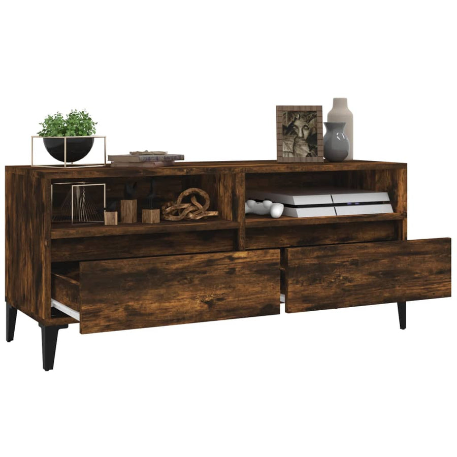 Tv-Meubel 00X34,5X44,5 Cm Bewerkt Hout Kleurig 100 x 34.5 x 44.5 cm Gerookt eiken