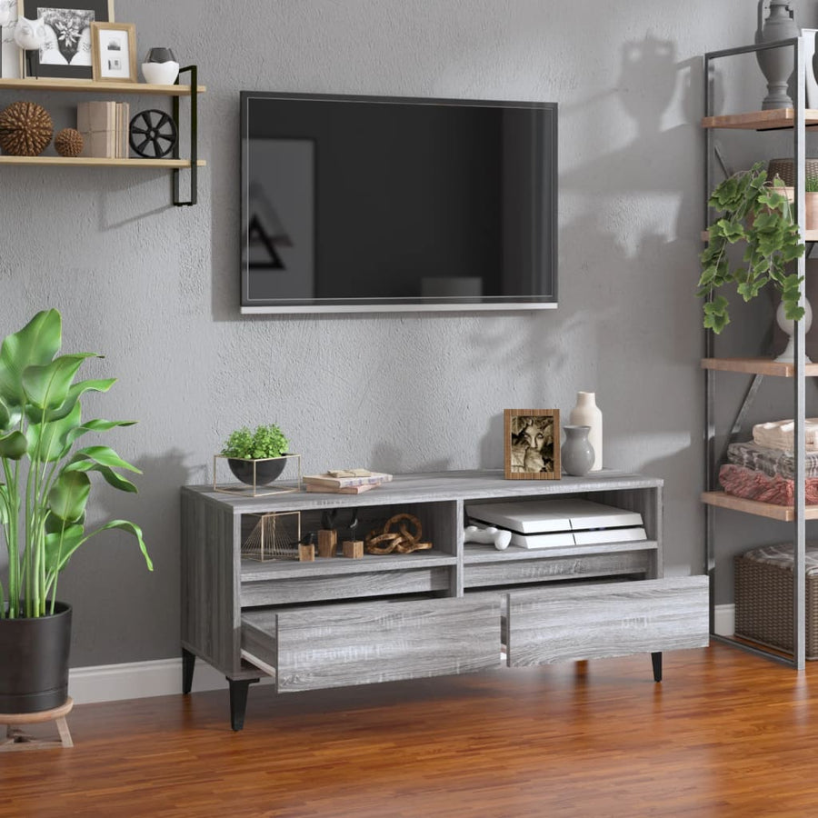 Tv-Meubel 00X34,5X44,5 Cm Bewerkt Hout Eikenkleur 100 x 34.5 x 44.5 cm Grijs sonoma