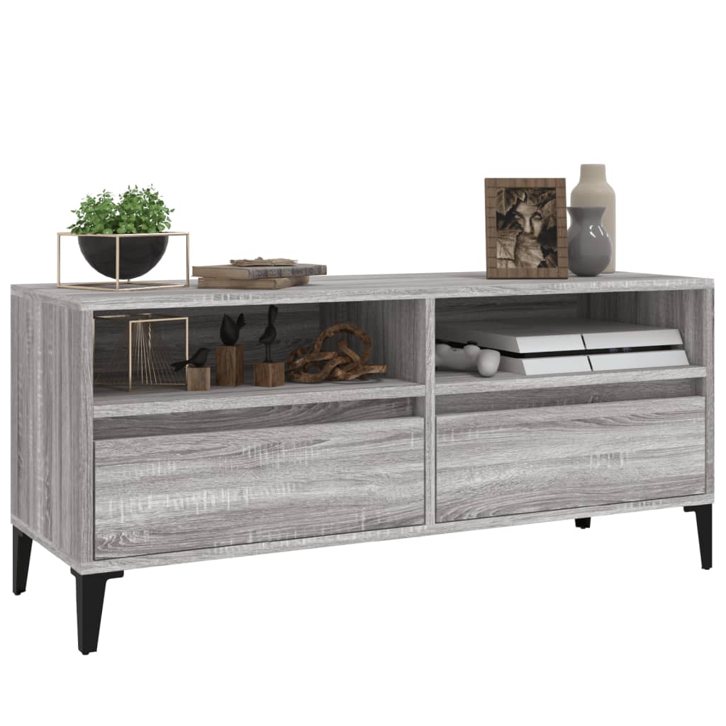 Tv-Meubel 00X34,5X44,5 Cm Bewerkt Hout Eikenkleur 100 x 34.5 x 44.5 cm Grijs sonoma