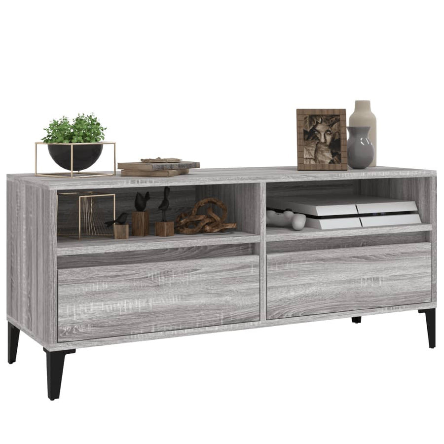 Tv-Meubel 00X34,5X44,5 Cm Bewerkt Hout Eikenkleur 100 x 34.5 x 44.5 cm Grijs sonoma
