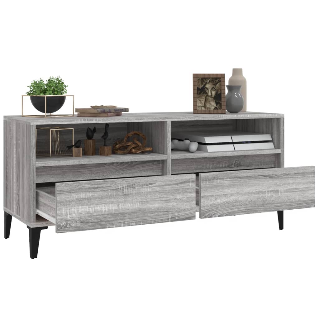 Tv-Meubel 00X34,5X44,5 Cm Bewerkt Hout Eikenkleur 100 x 34.5 x 44.5 cm Grijs sonoma