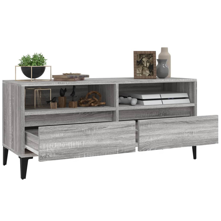 Tv-Meubel 00X34,5X44,5 Cm Bewerkt Hout Eikenkleur 100 x 34.5 x 44.5 cm Grijs sonoma