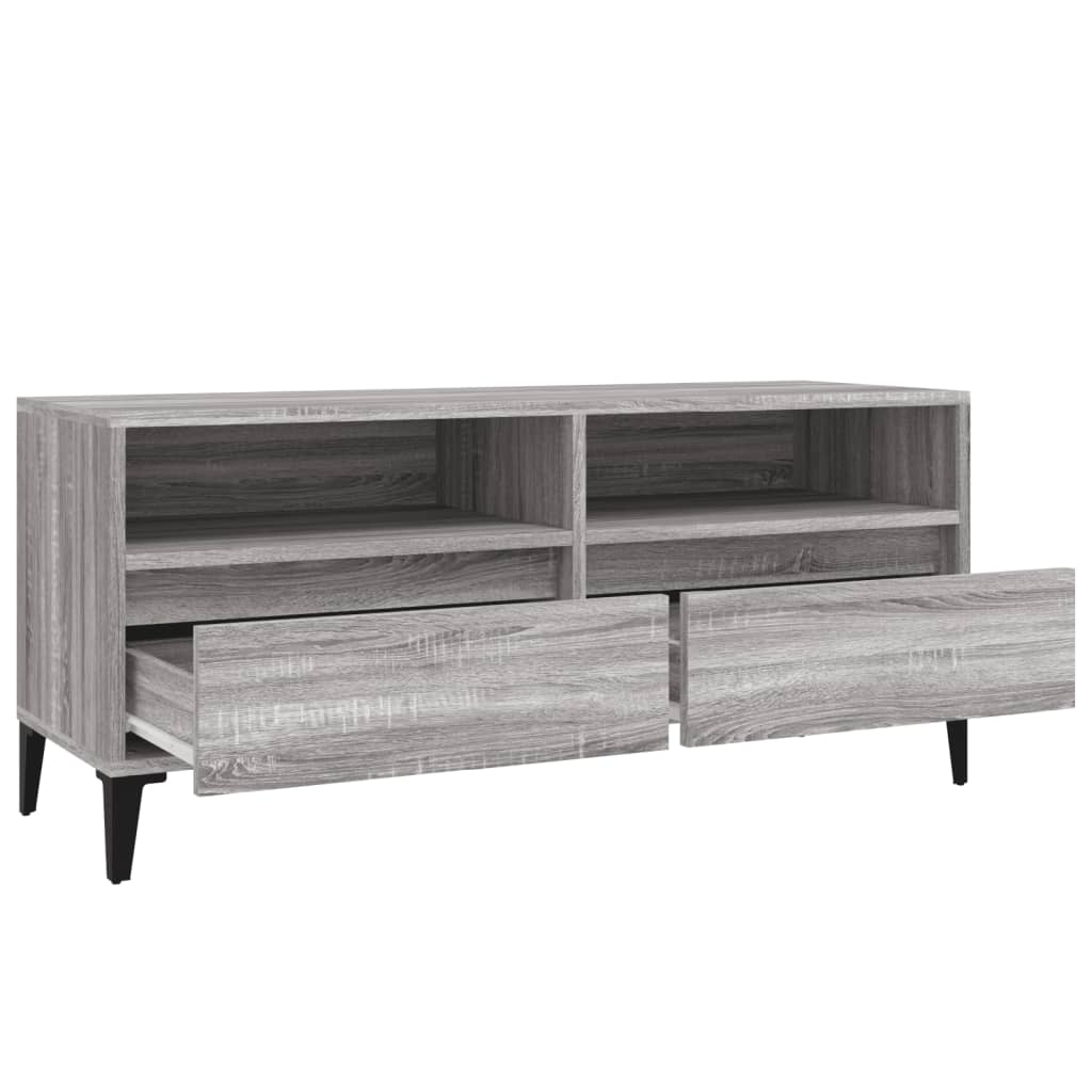 Tv-Meubel 00X34,5X44,5 Cm Bewerkt Hout Eikenkleur 100 x 34.5 x 44.5 cm Grijs sonoma