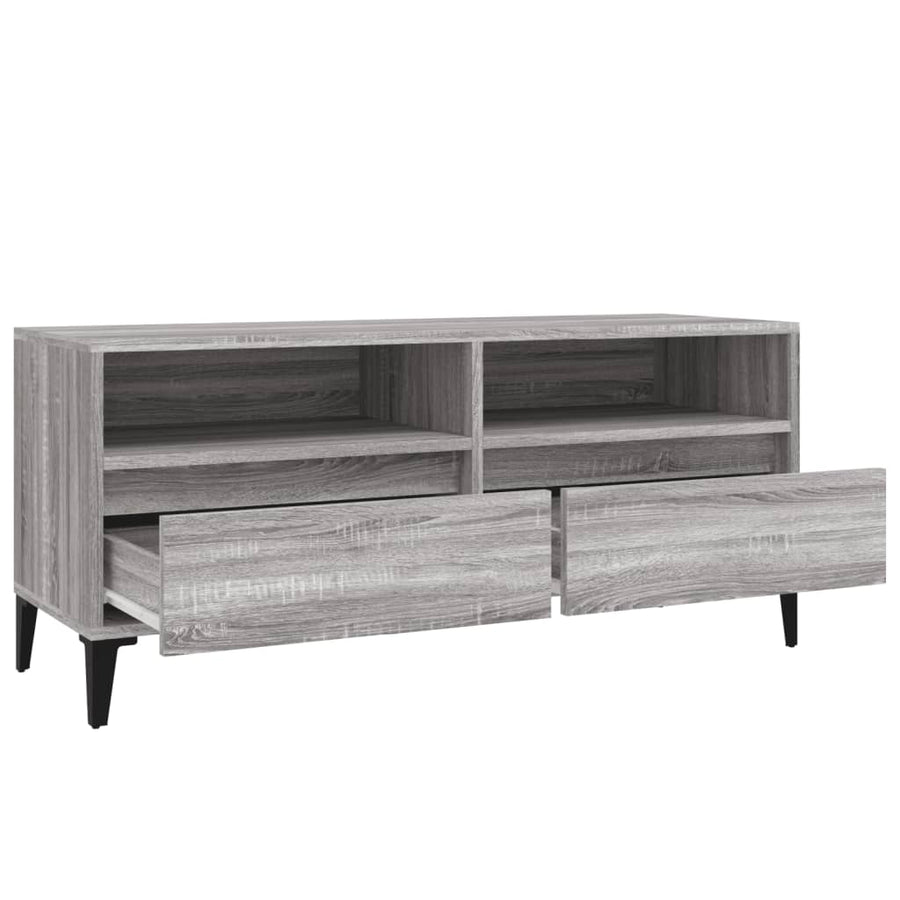 Tv-Meubel 00X34,5X44,5 Cm Bewerkt Hout Eikenkleur 100 x 34.5 x 44.5 cm Grijs sonoma