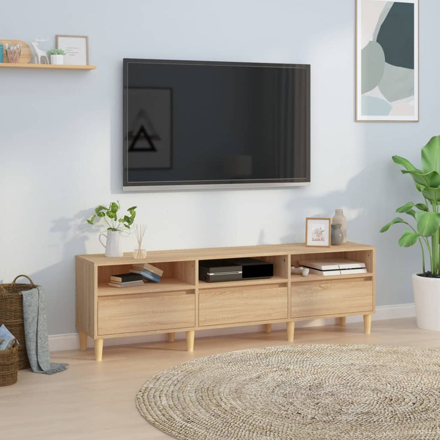 Tv-Meubel 150X30X44,5 Cm Bewerkt Hout Kleurig 150 x 30 x 44.5 cm Sonoma eiken