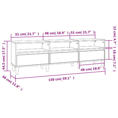 Tv-Meubel 50X30X44,5 Cm Bewerkt Hout 150 x 30 x 44.5 cm Betongrijs
