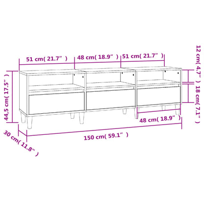 Tv-Meubel 50X30X44,5 Cm Bewerkt Hout Eikenkleurig 150 x 30 x 44.5 cm Grijs sonoma