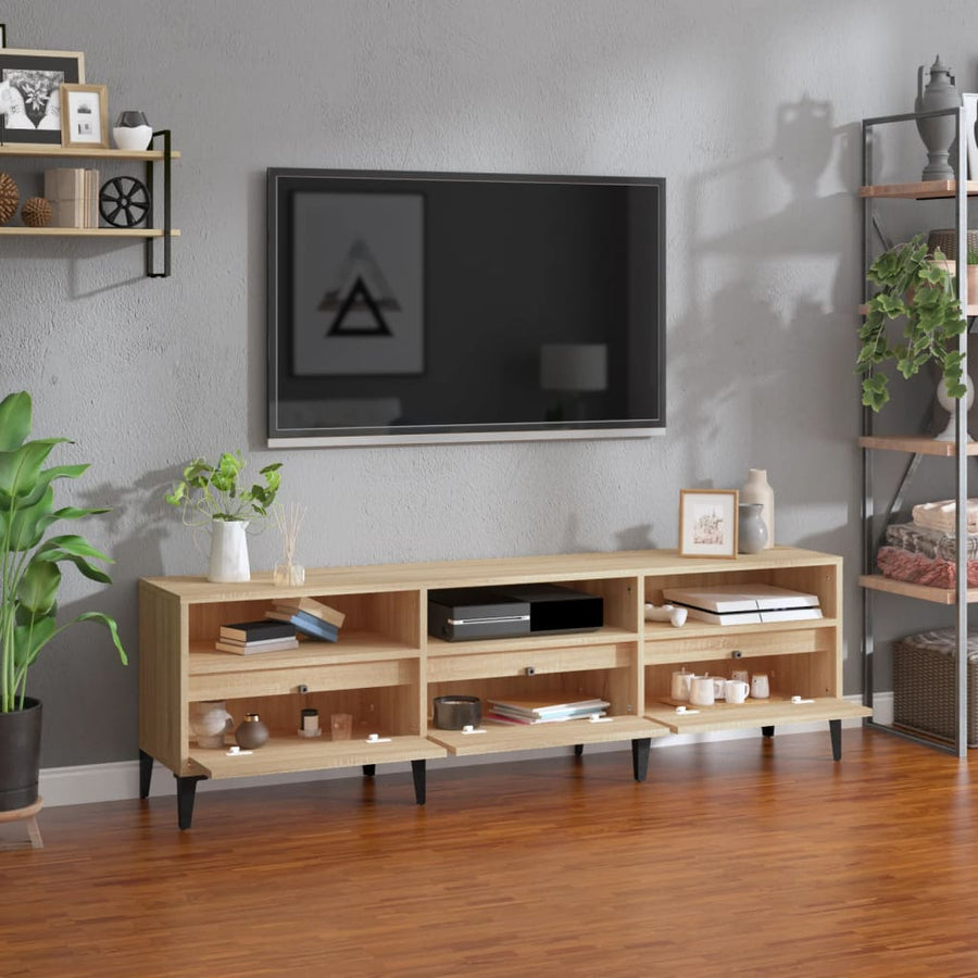 Tv-Meubel 150X30X44,5 Cm Bewerkt Hout Kleurig 150 x 30 x 44.5 cm Sonoma eiken
