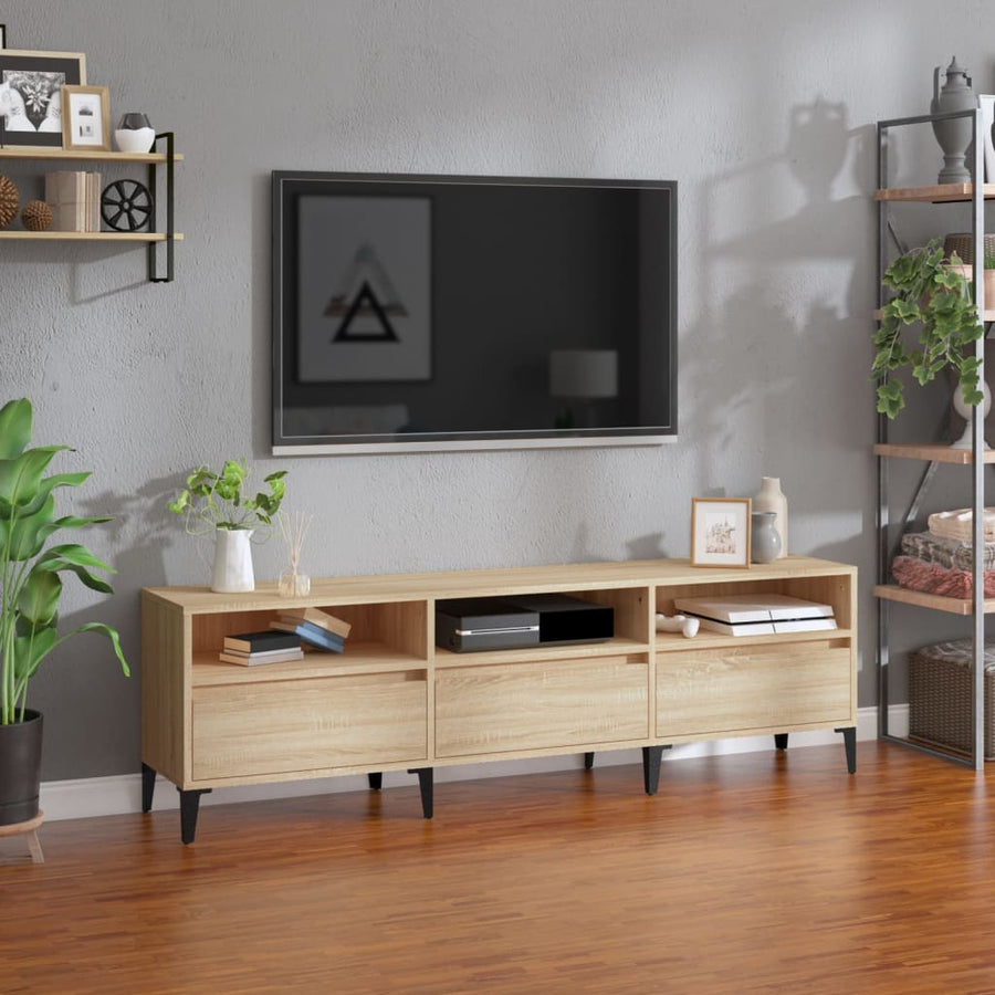 Tv-Meubel 150X30X44,5 Cm Bewerkt Hout Kleurig 150 x 30 x 44.5 cm Sonoma eiken