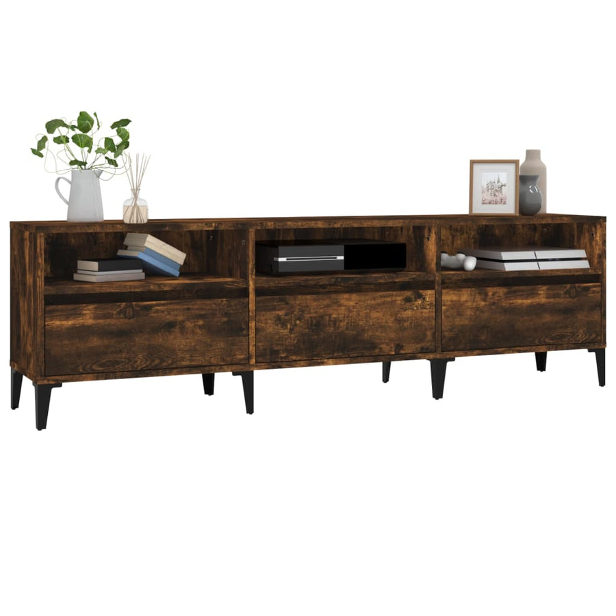 Tv-Meubel 150X30X44,5 Cm Bewerkt Hout Kleurig 150 x 30 x 44.5 cm Gerookt eiken