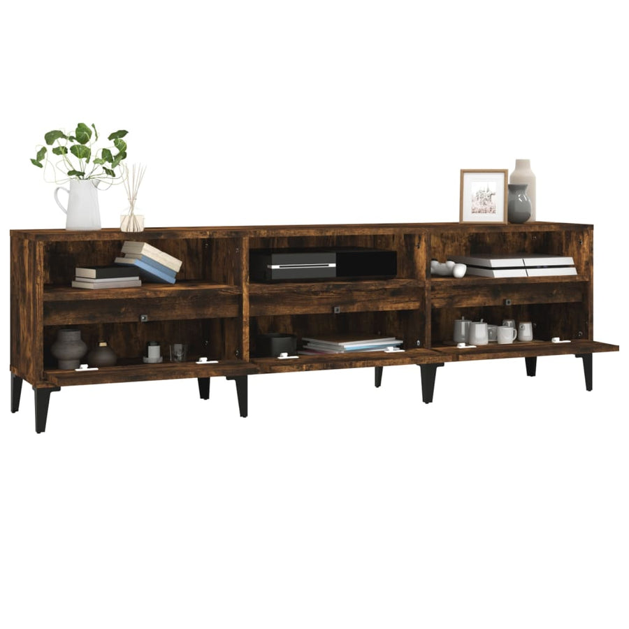Tv-Meubel 150X30X44,5 Cm Bewerkt Hout Kleurig 150 x 30 x 44.5 cm Gerookt eiken