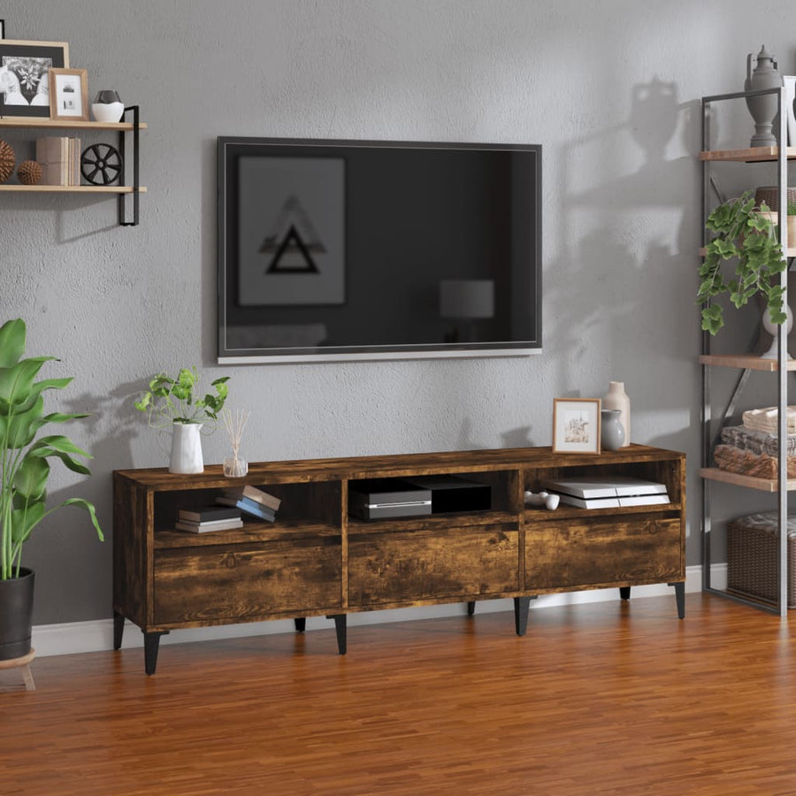 Tv-Meubel 150X30X44,5 Cm Bewerkt Hout Kleurig 150 x 30 x 44.5 cm Gerookt eiken