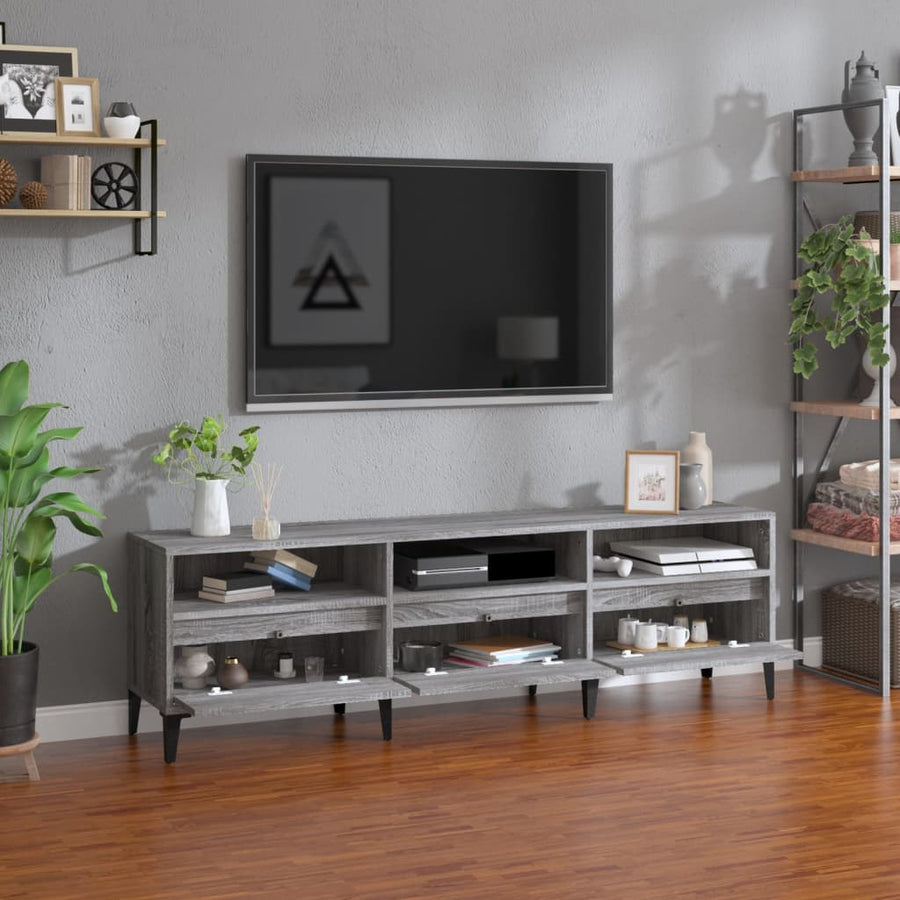 Tv-Meubel 50X30X44,5 Cm Bewerkt Hout Eikenkleurig 150 x 30 x 44.5 cm Grijs sonoma