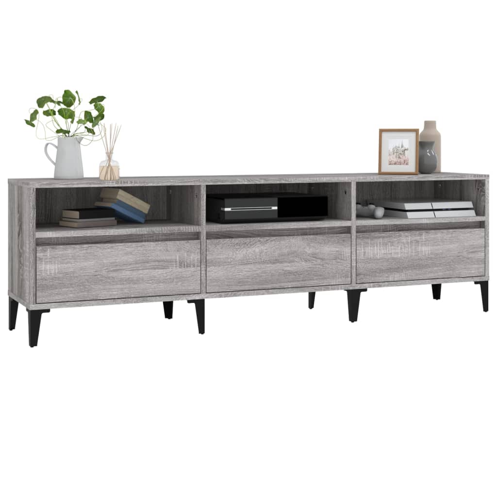 Tv-Meubel 50X30X44,5 Cm Bewerkt Hout Eikenkleurig 150 x 30 x 44.5 cm Grijs sonoma