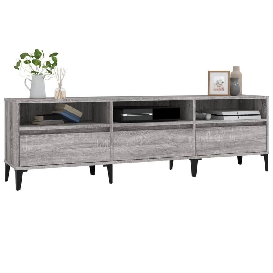 Tv-Meubel 50X30X44,5 Cm Bewerkt Hout Eikenkleurig 150 x 30 x 44.5 cm Grijs sonoma