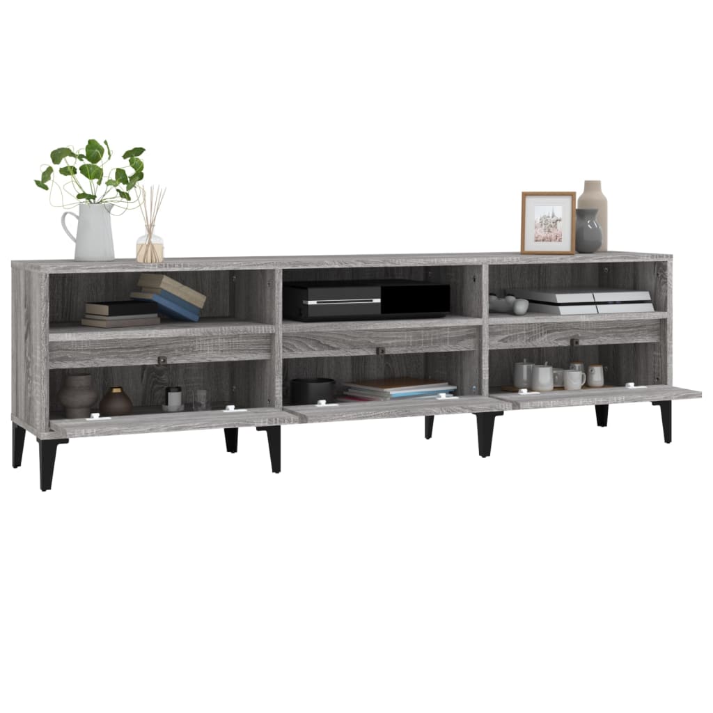 Tv-Meubel 50X30X44,5 Cm Bewerkt Hout Eikenkleurig 150 x 30 x 44.5 cm Grijs sonoma
