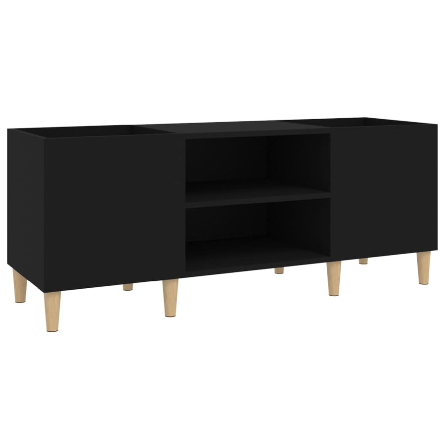 Platenkast 121X38X48 Cm Bewerkt Hout Zwart