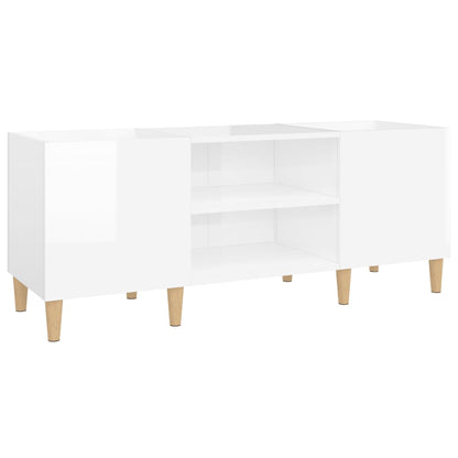 Platenkast 121X38X48 Cm Bewerkt Hout Hoogglans Wit