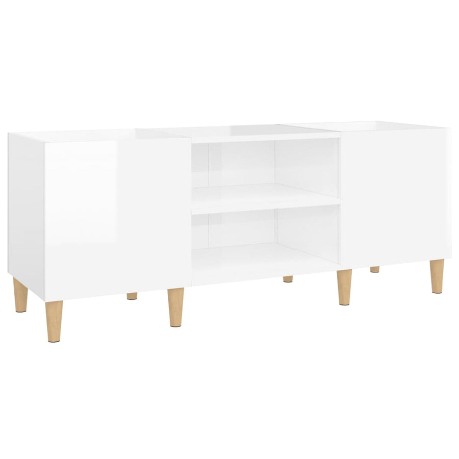 Platenkast 121X38X48 Cm Bewerkt Hout Hoogglans Wit