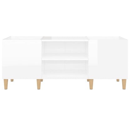 Platenkast 121X38X48 Cm Bewerkt Hout Hoogglans Wit