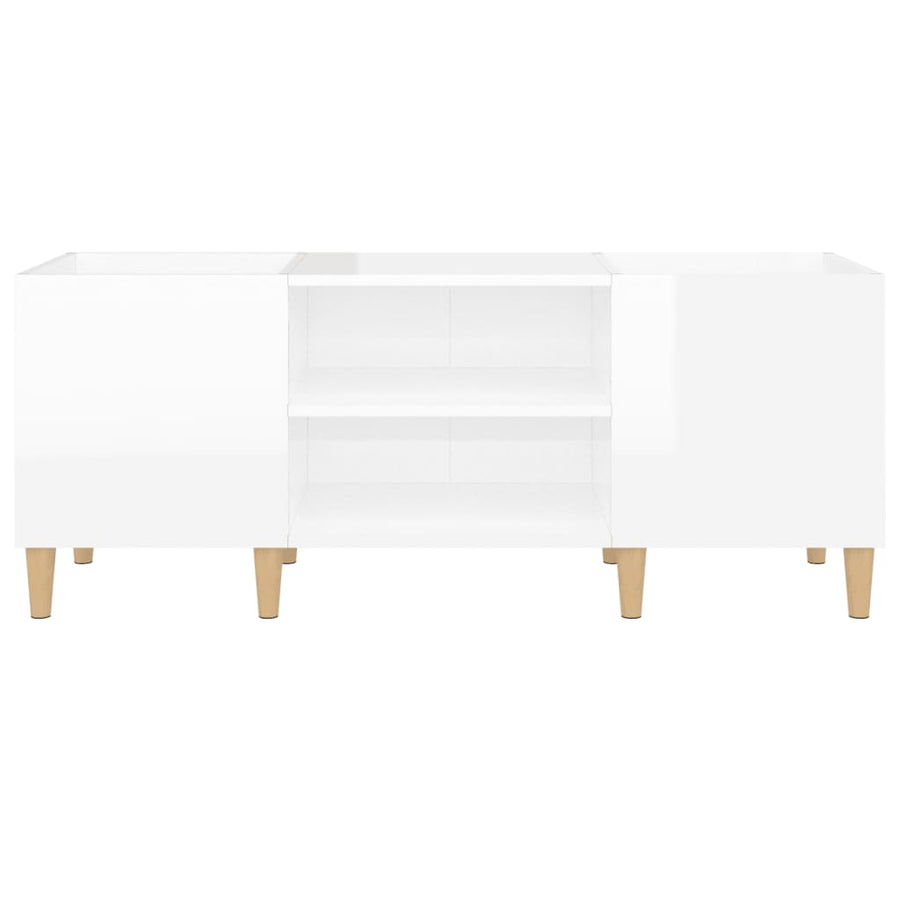 Platenkast 121X38X48 Cm Bewerkt Hout Hoogglans Wit